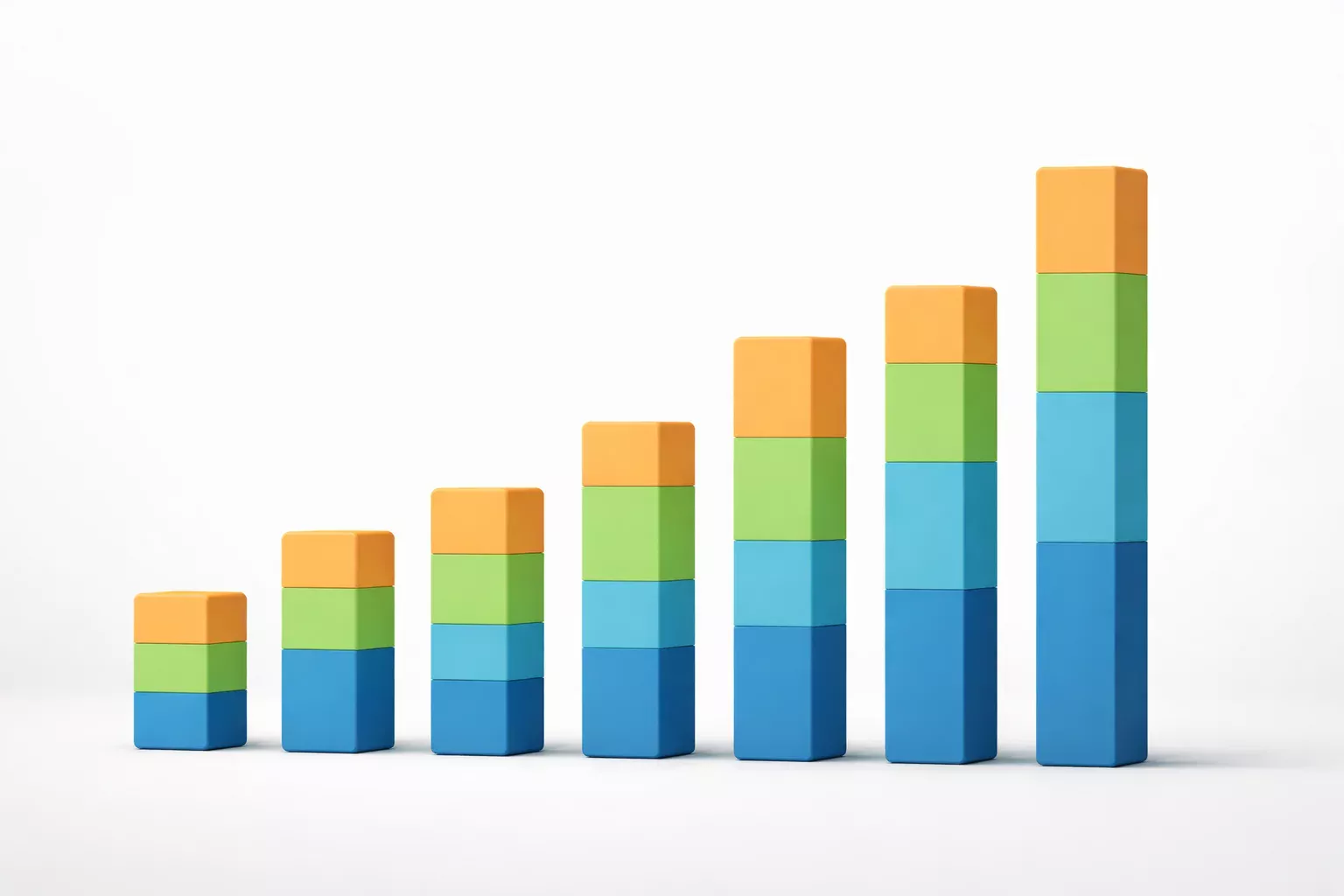 Gr&aacute;fico de barras con diferentes colores mostrando segmentaci&oacute;n de datos