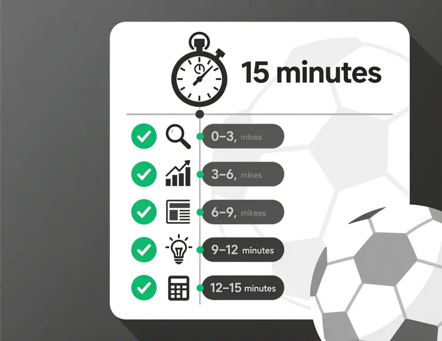 Checklist de an&aacute;lisis de partidos de f&uacute;tbol en 15 minutos con cron&oacute;metro y pasos detallados