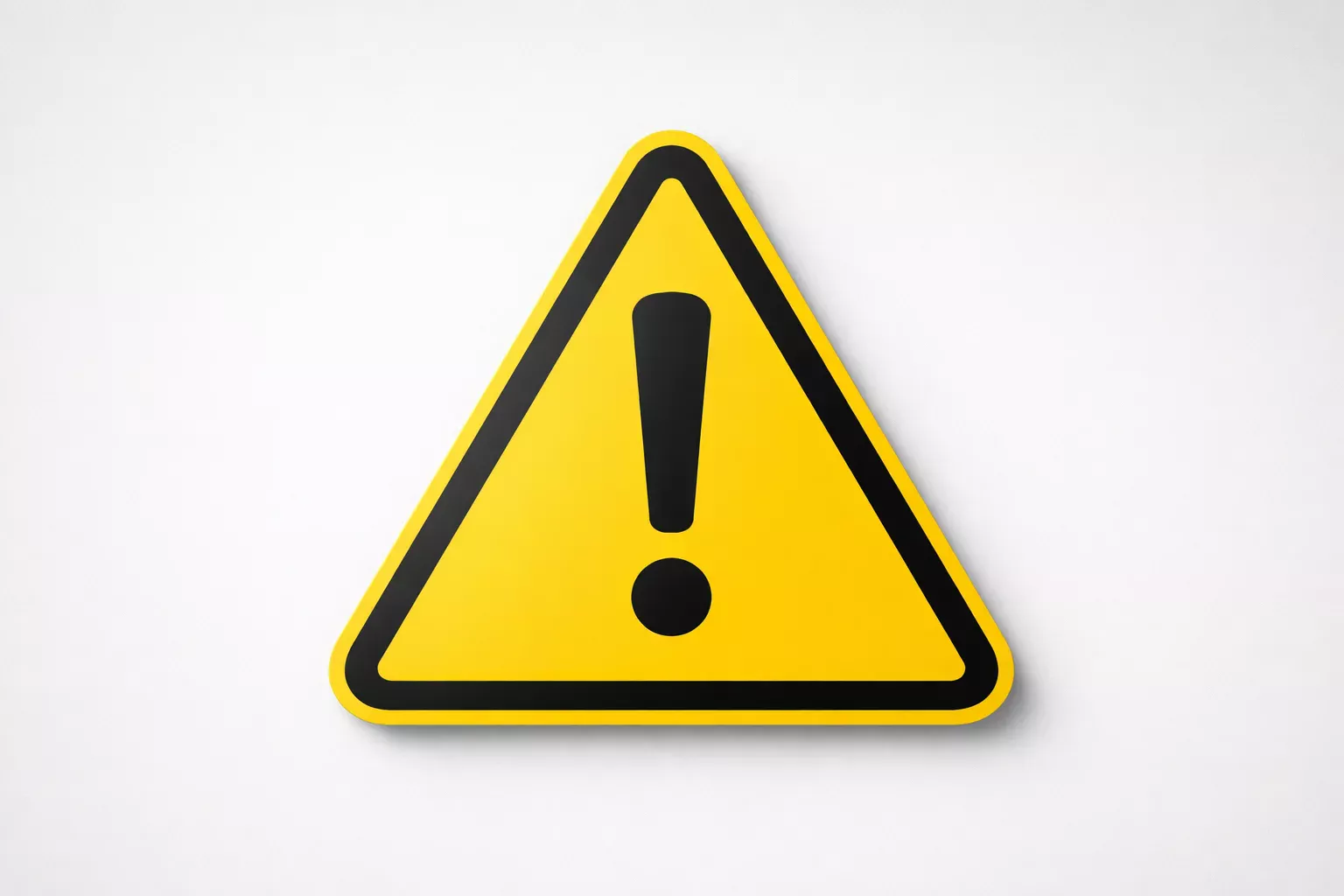 Se&ntilde;al de advertencia amarilla con signo de exclamaci&oacute;n sobre fondo neutro