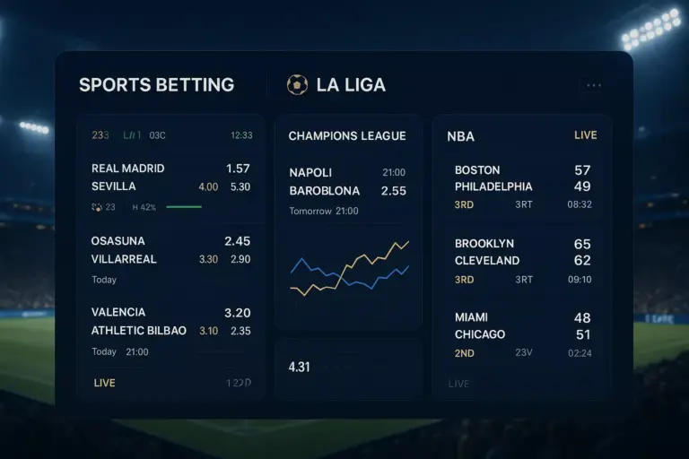 Dashboard profesional de apuestas deportivas con estadísticas en tiempo real