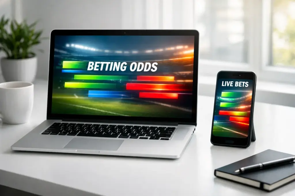 Smartphone y portátil mostrando aplicaciones de análisis deportivo