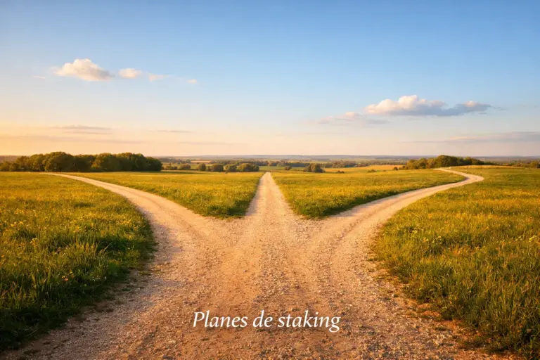 Tres caminos diferentes que divergen en un paisaje verde bajo cielo despejado