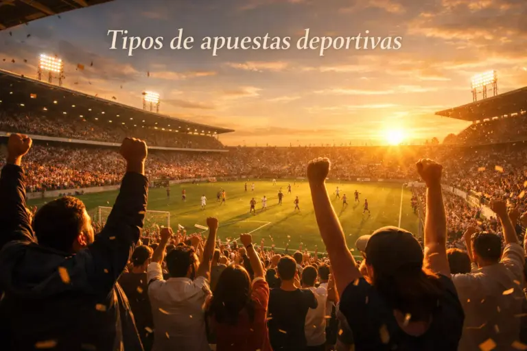 Estadio de fútbol visto desde las gradas con aficionados celebrando un gol