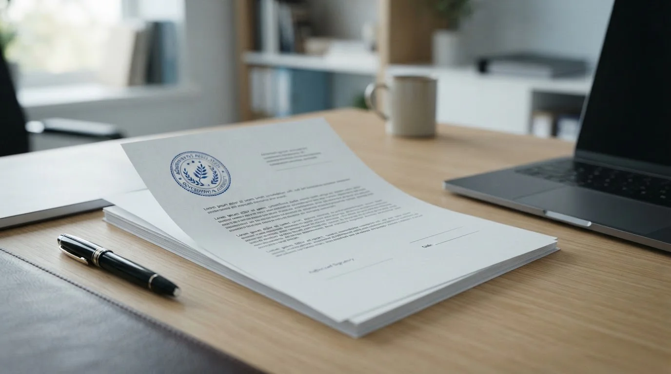 Documento oficial con sello institucional espa&ntilde;ol sobre escritorio, marco regulatorio del juego
