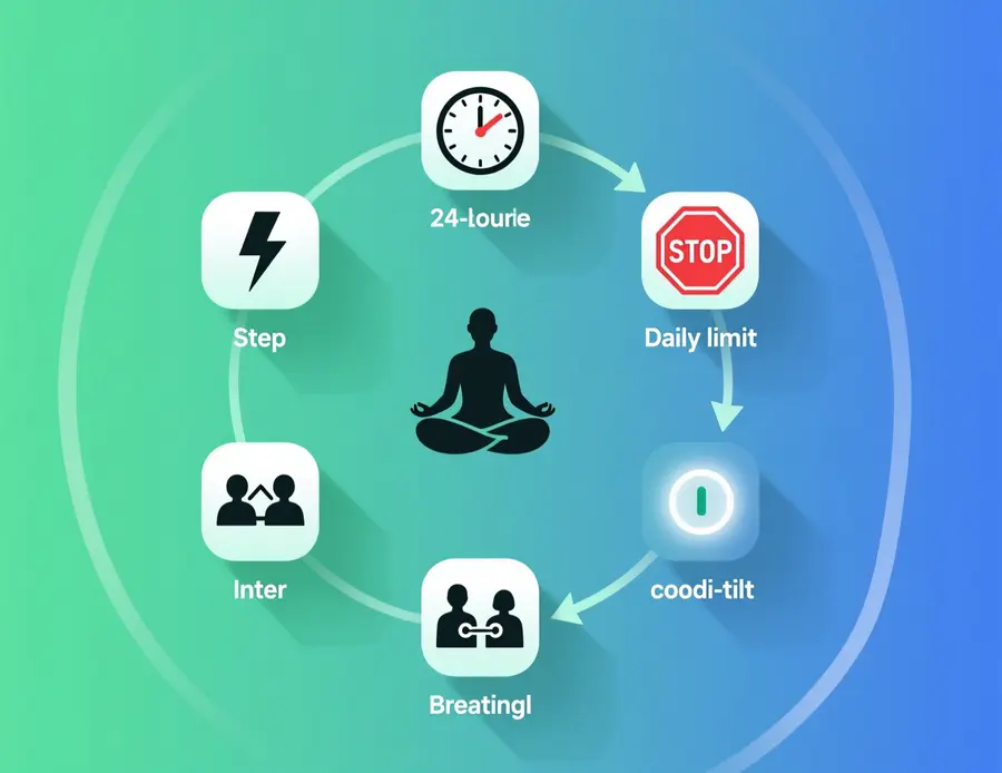 Diagrama del protocolo anti-tilt en 6 pasos para apostadores profesionales