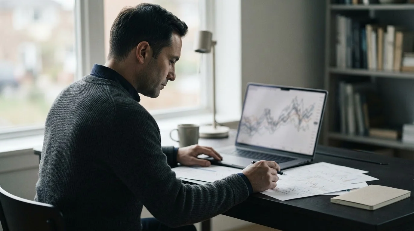 Usuario revisando información sobre responsabilidad y volatilidad en apuestas con Bitcoin